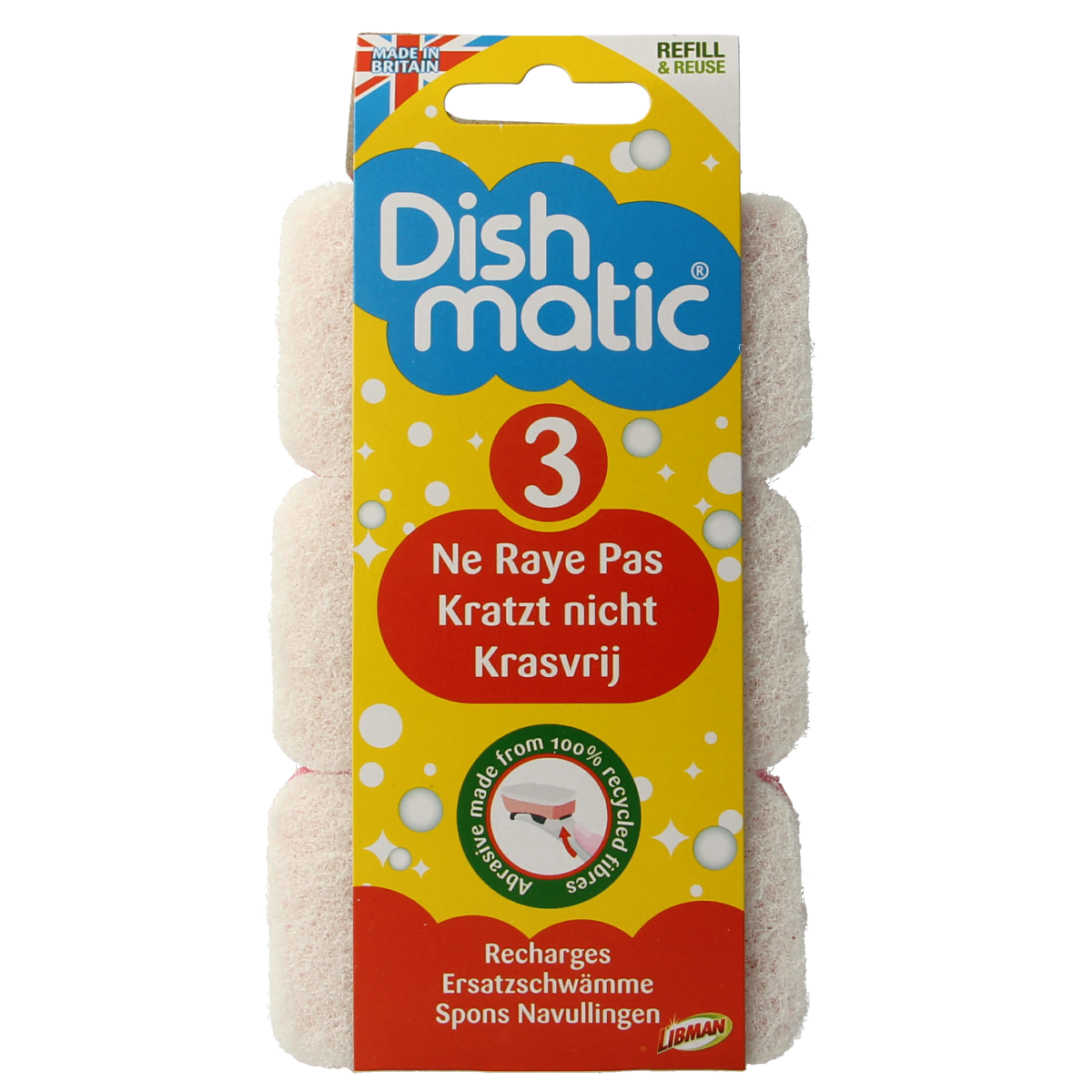 Dishmatic  Navulspons krasvrij  3.00 Stuks