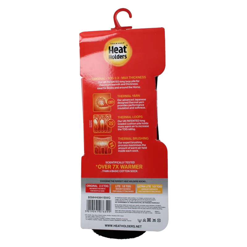 Heat Holders Mens socks anti slip 6-11 black/grey 1 Paar