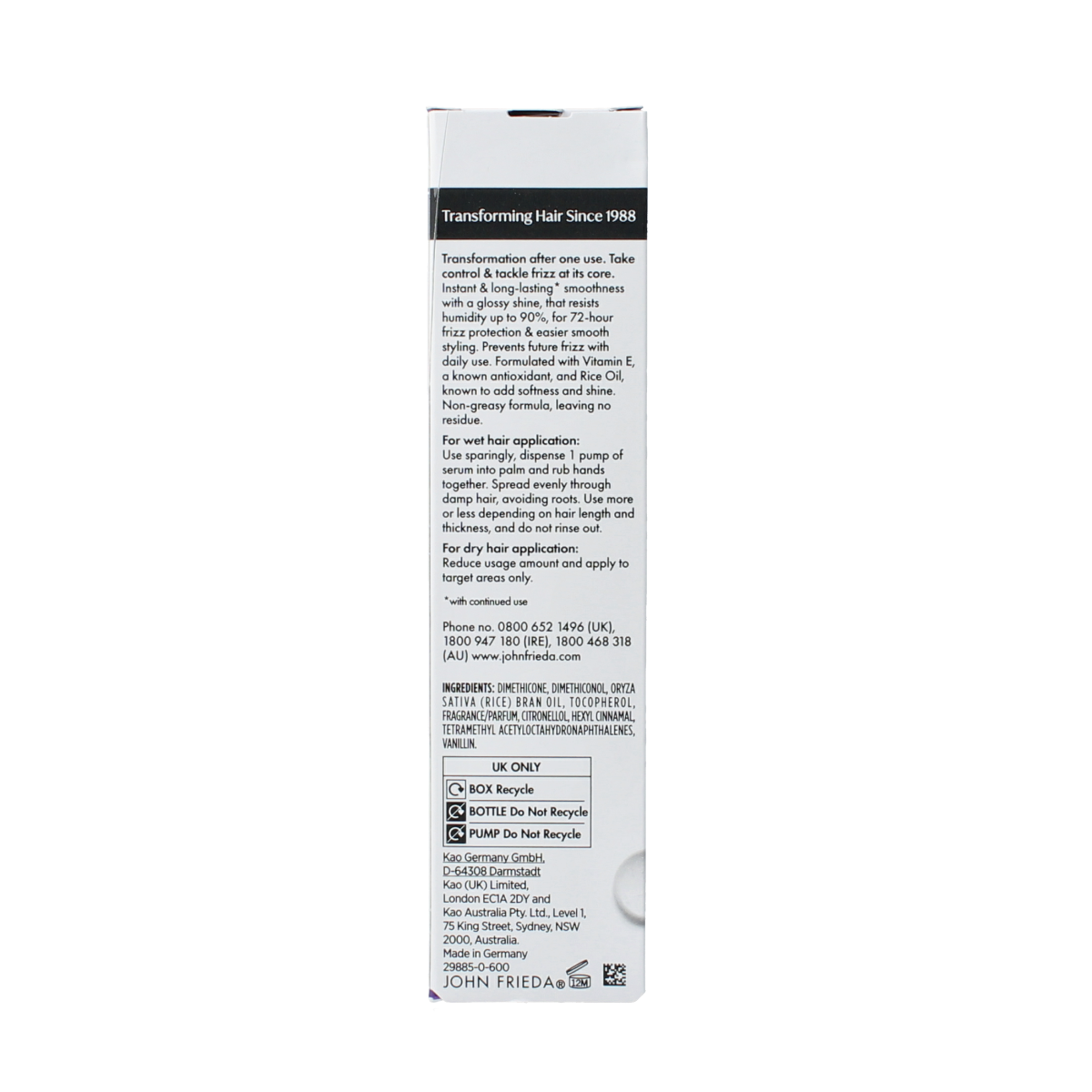 John Frieda Extra strength serum 50.00 Milliliter