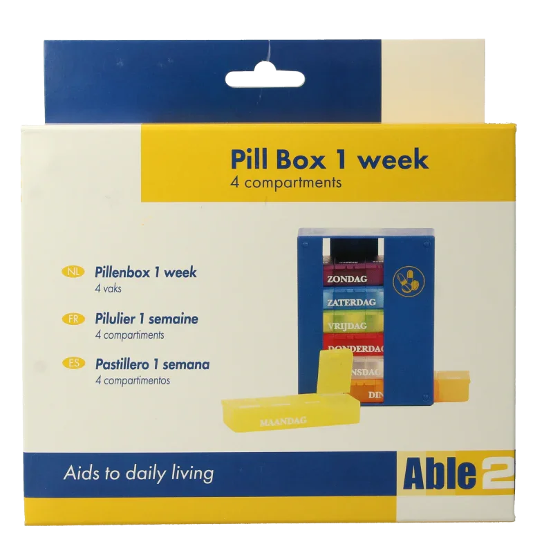 Able 2 Pillenbox 1 week 4 vaks NL 1 Stuks