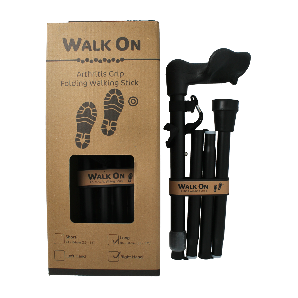 Able 2 Wandelstok anatomisch opvouw zwart mat rechts 1.00 Stuks