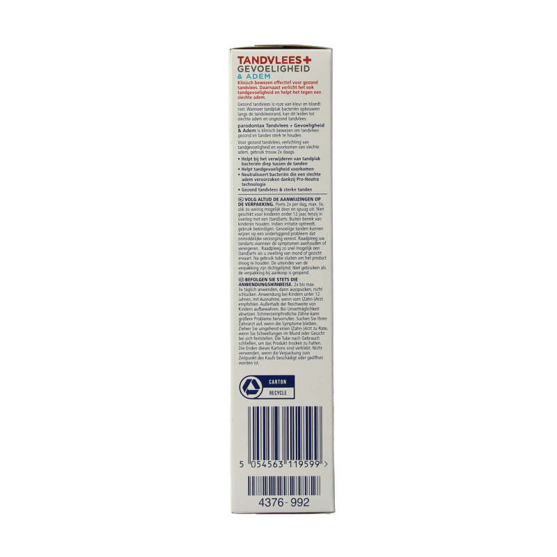 Parodontax Tandpasta tandvlees + gevoeligheid & adem 75 Milliliter