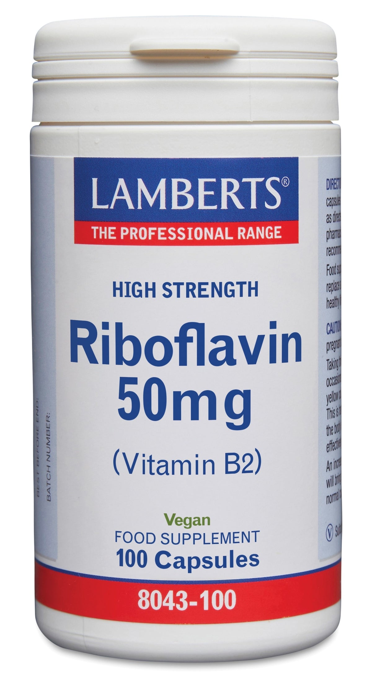 Lamberts Riboflavine 50mg (Vitamine B2) 100 Vegetarische capsules