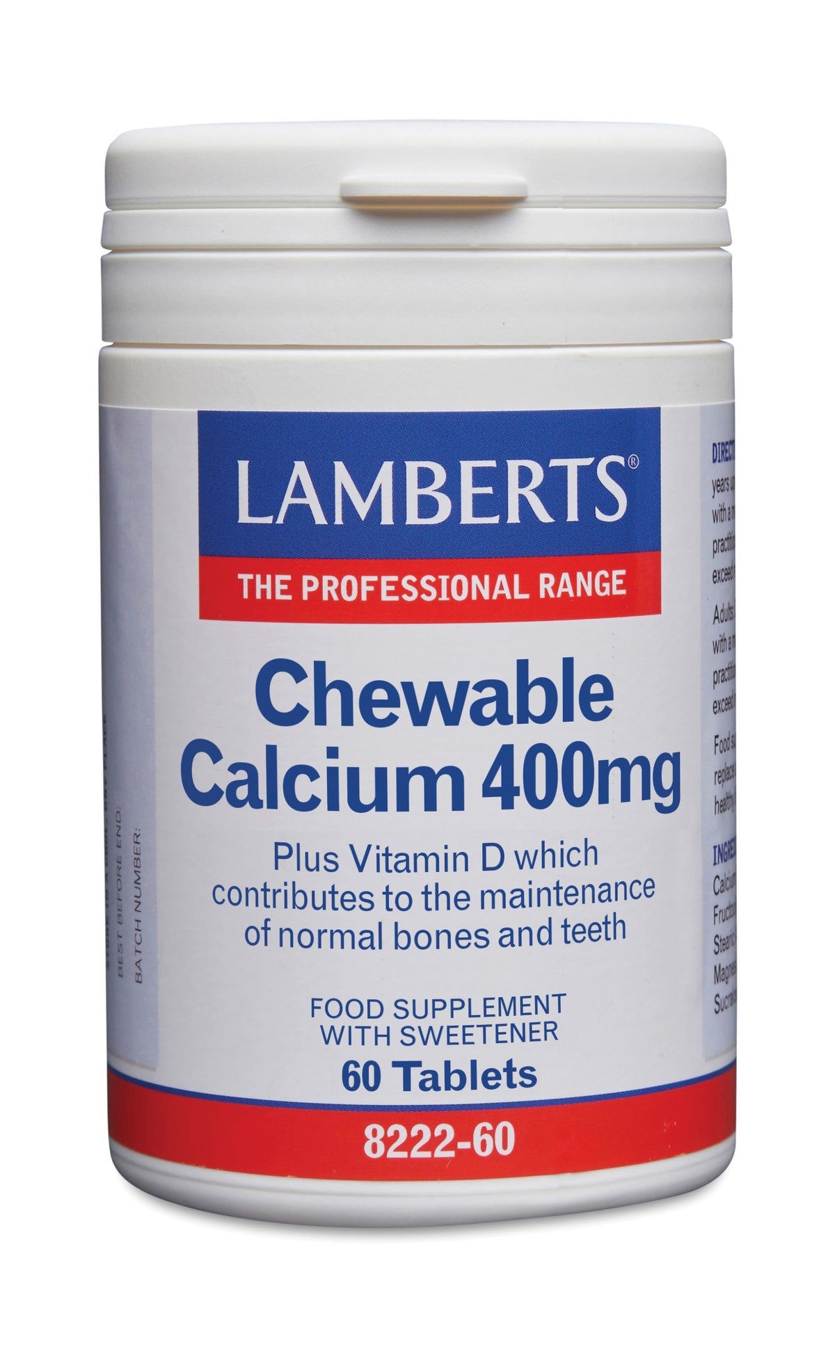 Lamberts Calcium 400mg kauwtabletten + Vit. D en Fos 60 Kauwtabletten