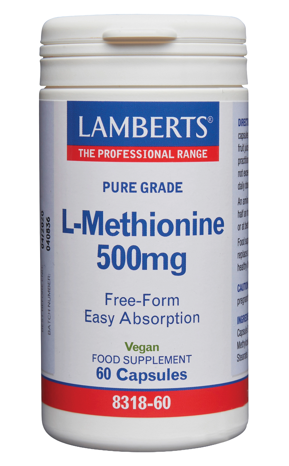 Lamberts L-Methionine 500mg 60 Vegetarische capsules