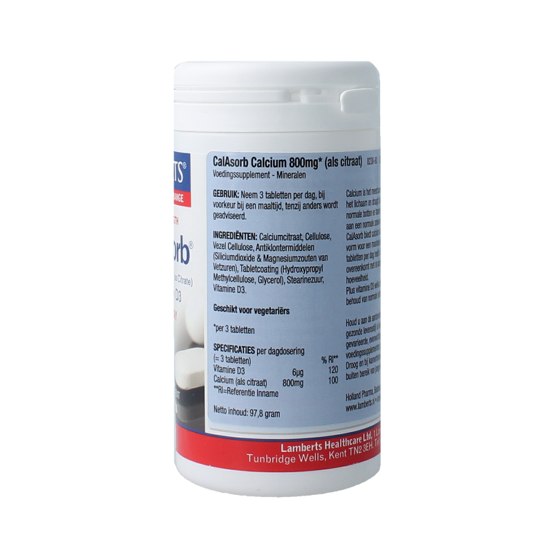 Lamberts Calasorb (calcium citraat) & Vitamine D3 60 Tabletten