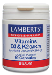 Lamberts Vitamine D3 2000IE en K2 90mcg 90 Capsules