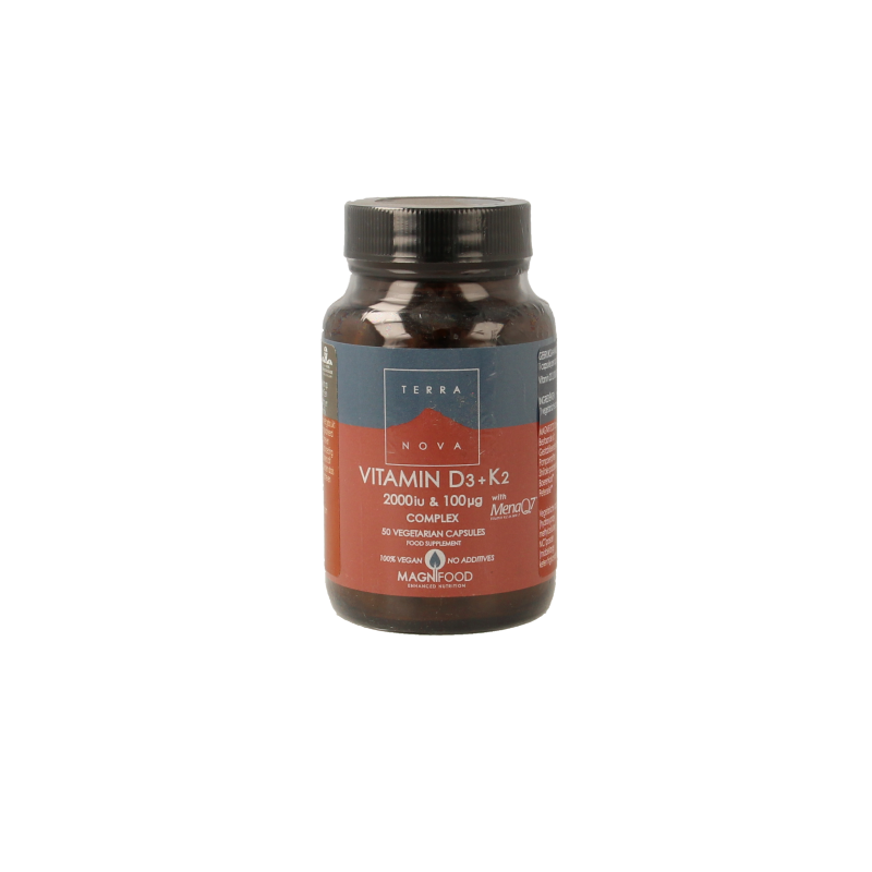 Terranova Vitamine D3 2000IU met K2 100mcg complex 50 Vegetarische capsules
