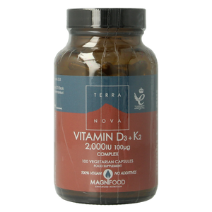 Terranova Vitamine D3 +K2  2000IE met K2 100mcg complex 100.00 Vegetarische capsules