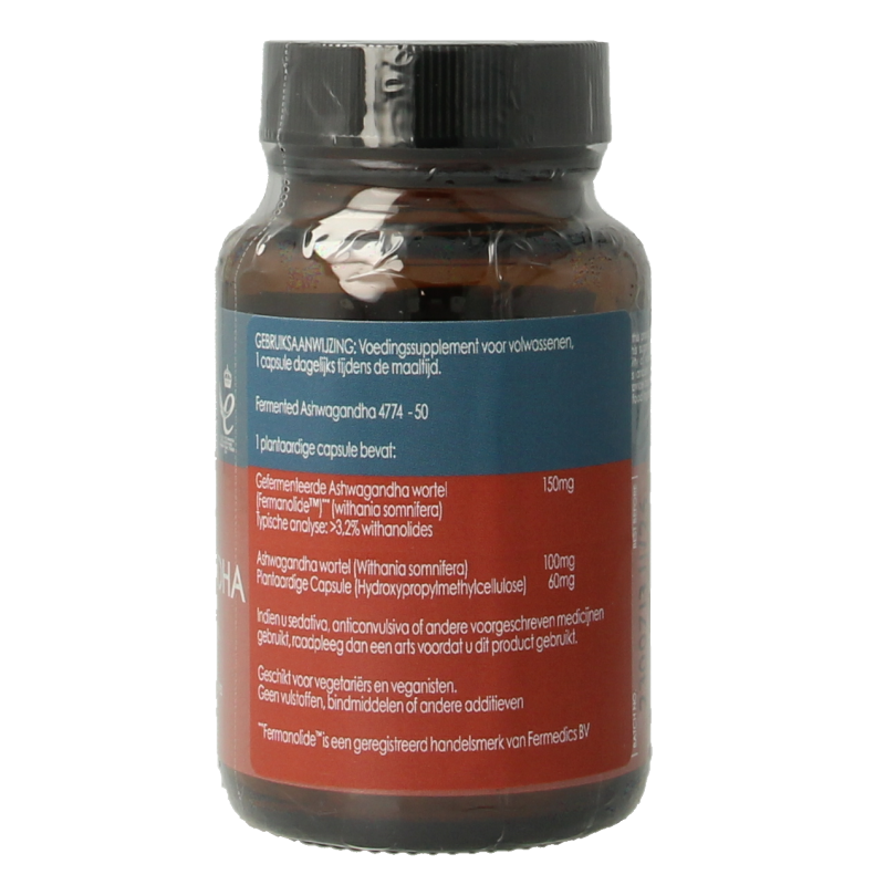 Terranova Fermented ashwagandha 250mg bevat sporen van pinda 50 Vegetarische capsules