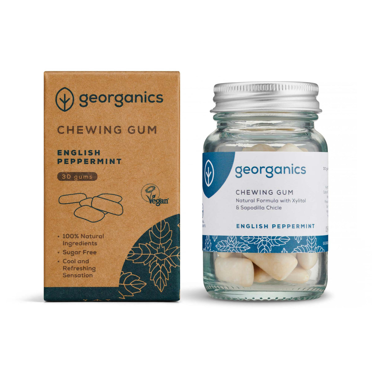 Georganics Chewing gum English peppermint 30.00 Stuks