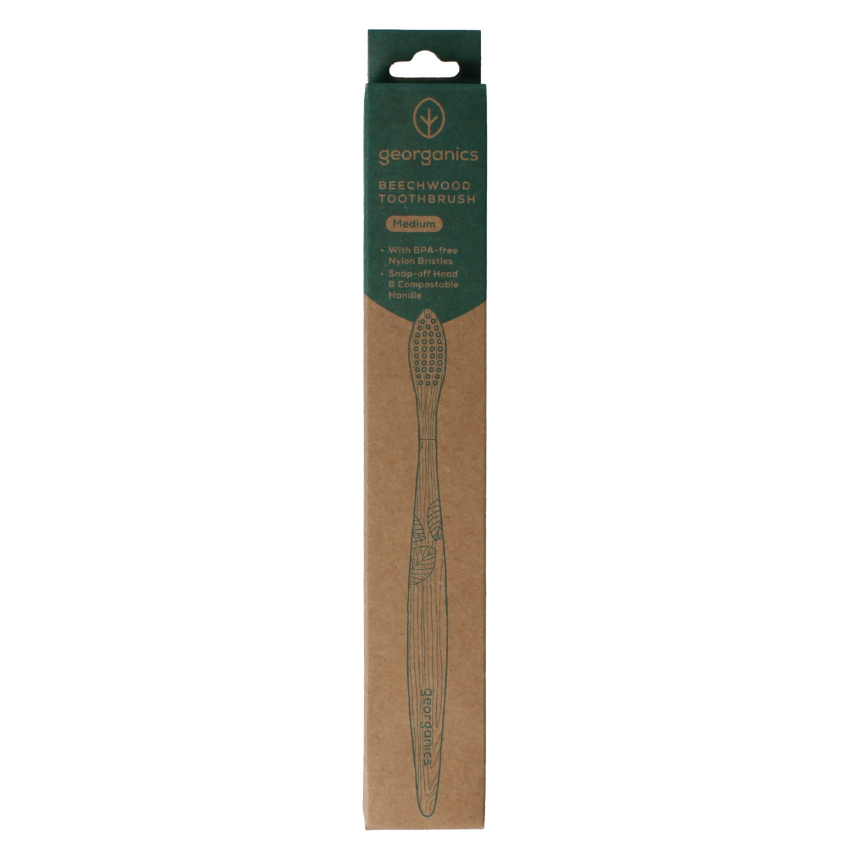 Georganics Toothbrush medium beechwood 1.00 Stuks