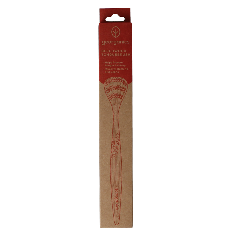 Georganics Tongue brush medium beechwood 1 Stuks