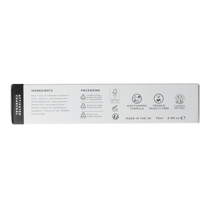 Georganics Toothpaste fluor charcoal tube 75 Milliliter