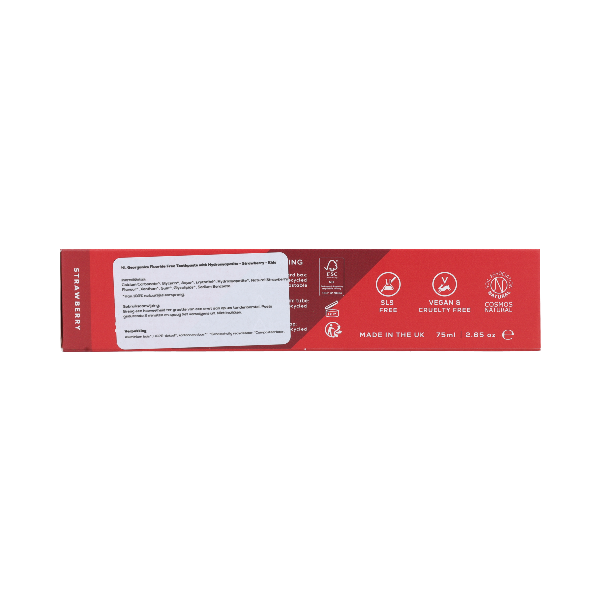 Georganics Fluoride Free Toothpaste Hydroxyapatite Strawberry 75.00 Milliliter