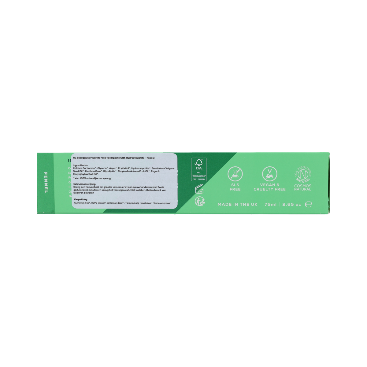 Georganics Fluoride Free Toothpaste Hydroxyapatite - Fennel 75.00 Milliliter