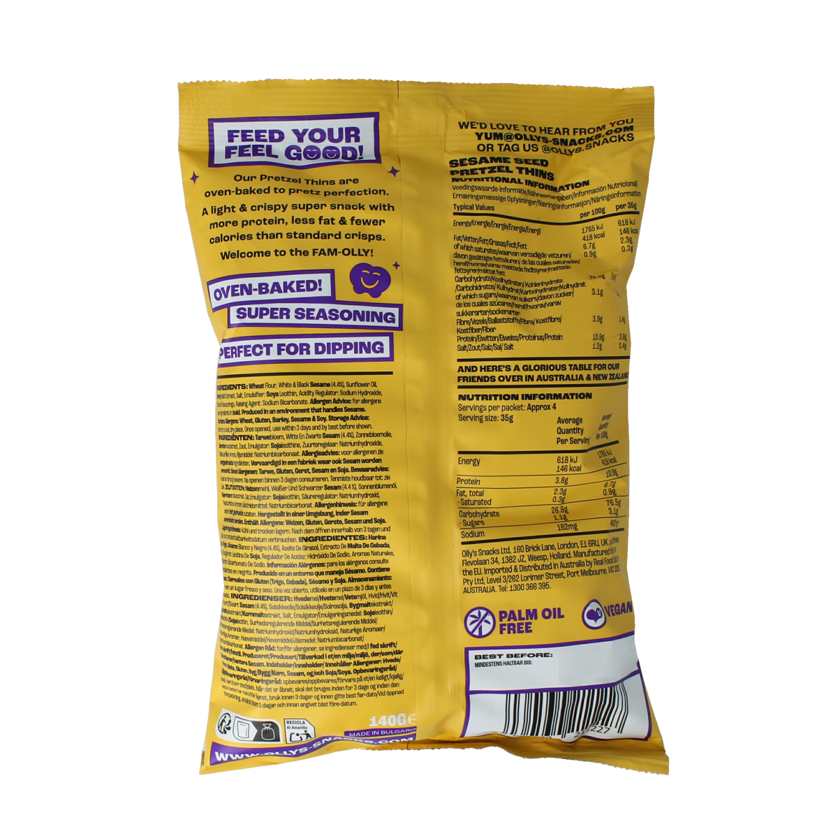 Olly's Pretzels sesame 140.00 Gram