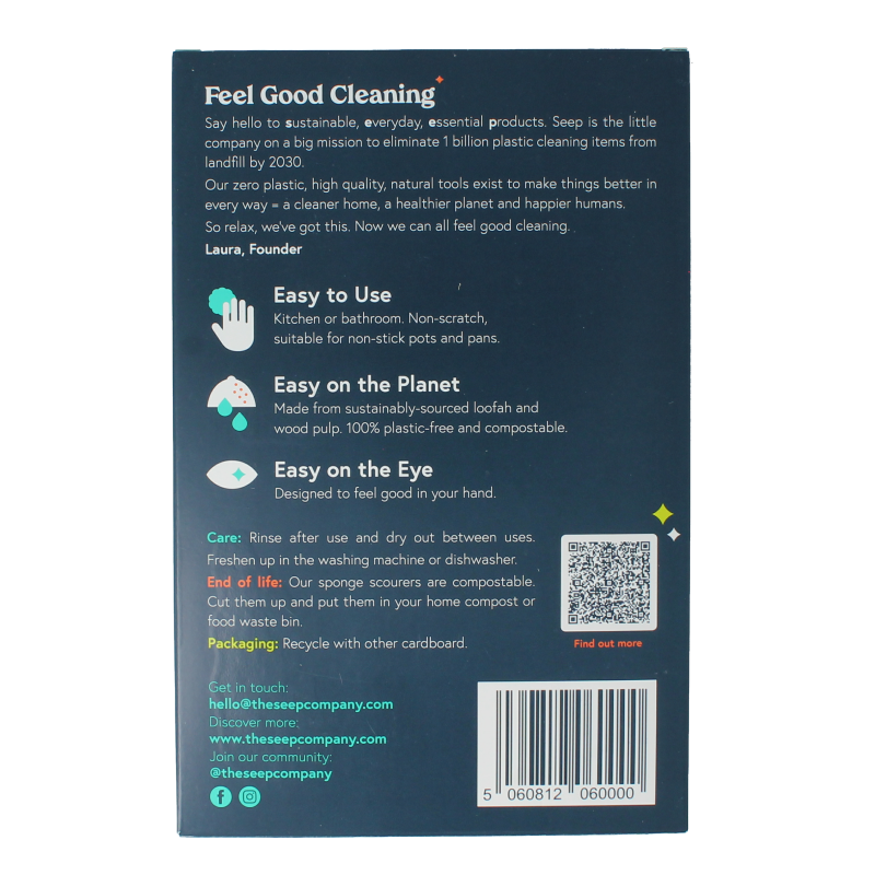 Seep Spons met schuurspons composteerbaar 4 Stuks