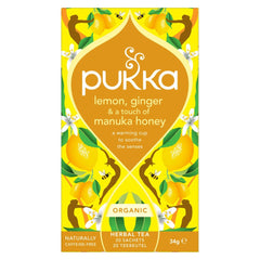 Pukka Lemon ginger touch of Manuka honey bio 20.00 Zakjes