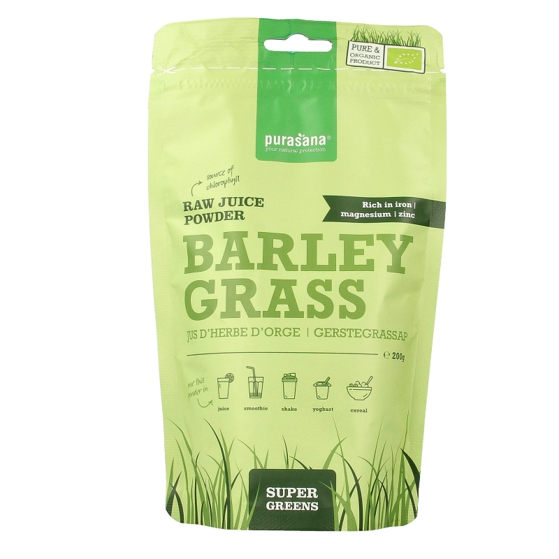 Purasana Gerstegras sappoeder bio 200 Gram