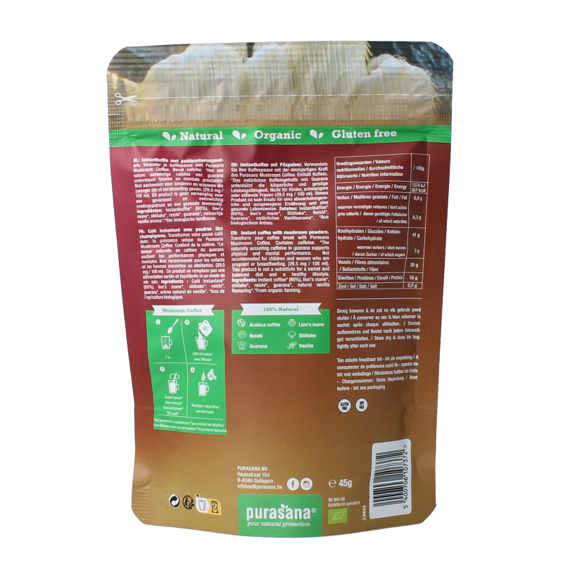 Purasana Instant mushroom coffee bio 45 Gram
