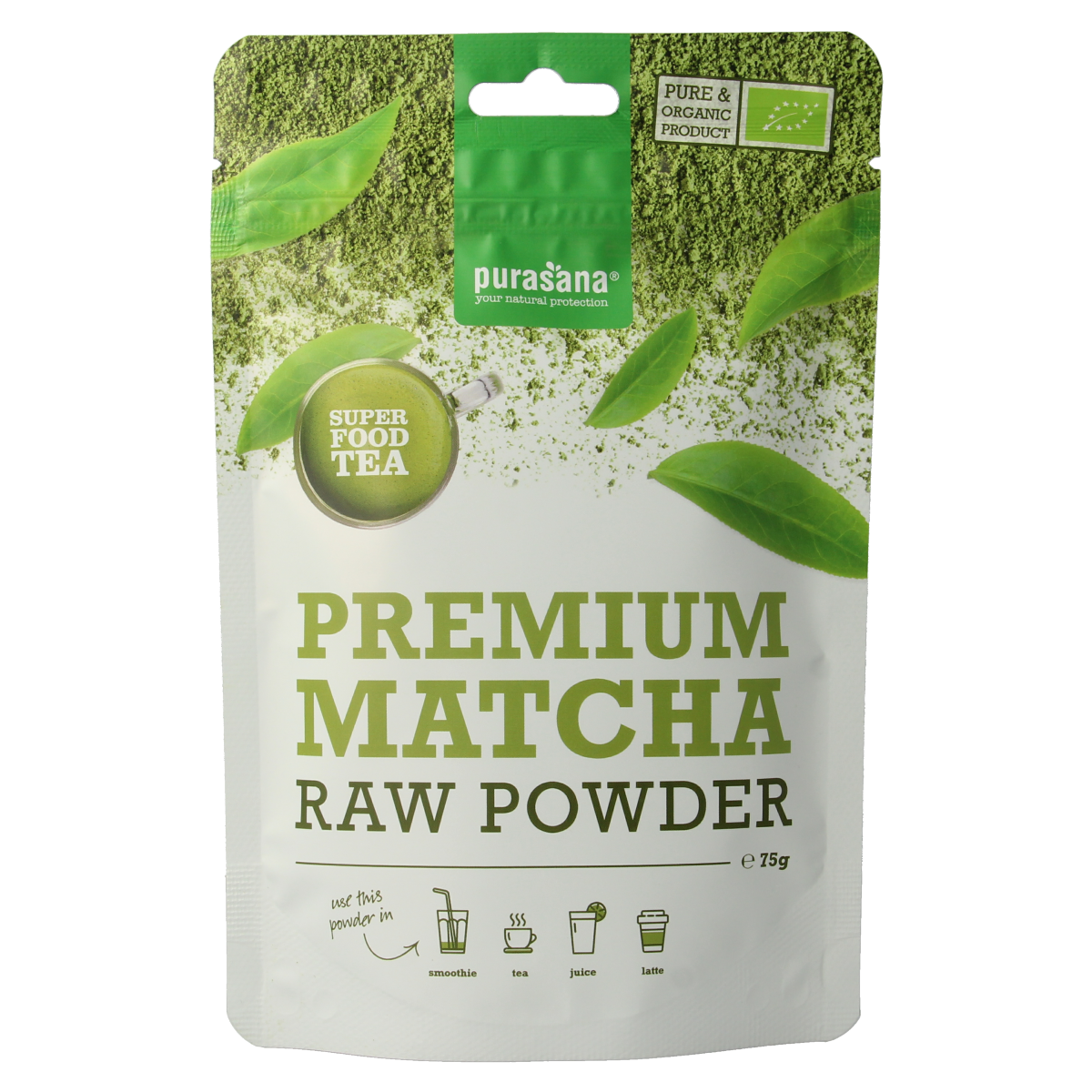 Purasana Matcha premium poeder vegan bio 75.00 Gram