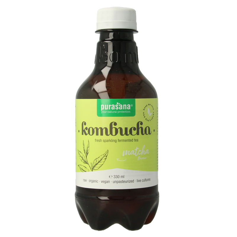 Purasana Kombucha matcha vegan bio 330 Milliliter
