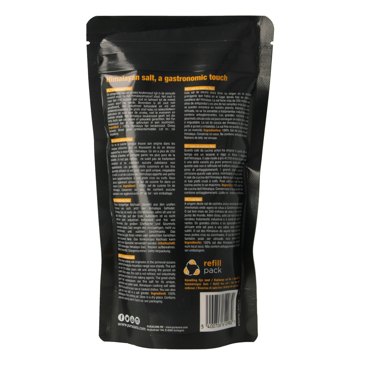 Purasana Himasala keukenzout fijn navul 500.00 Gram