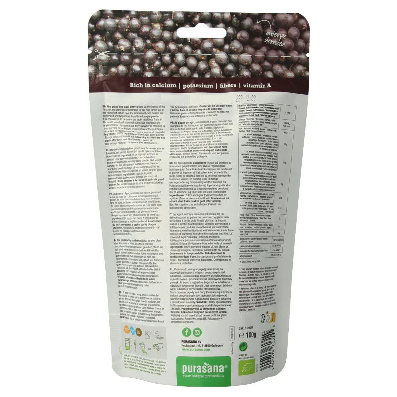 Purasana Acai bessen poeder vegan bio 100 Gram