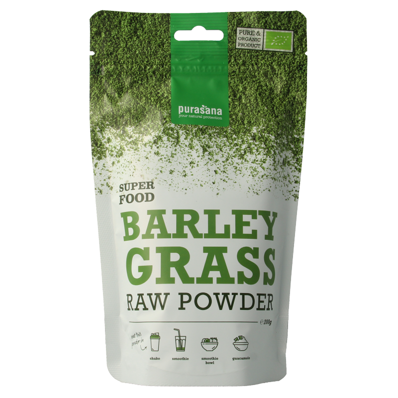 Purasana Gerstegras poeder vegan bio 200 Gram