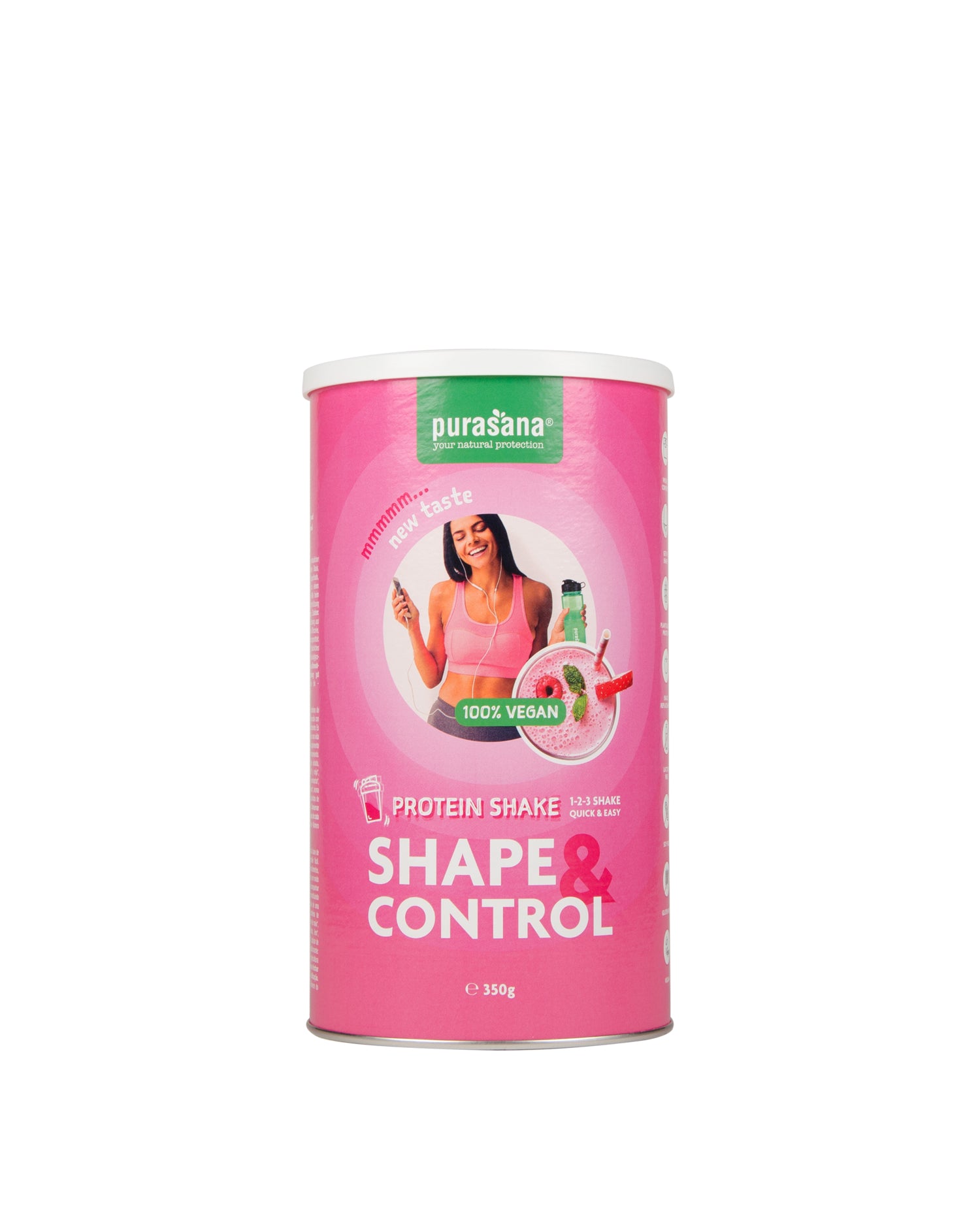 Purasana Shape & control proteine shake aardbei-framboos 350 Gram