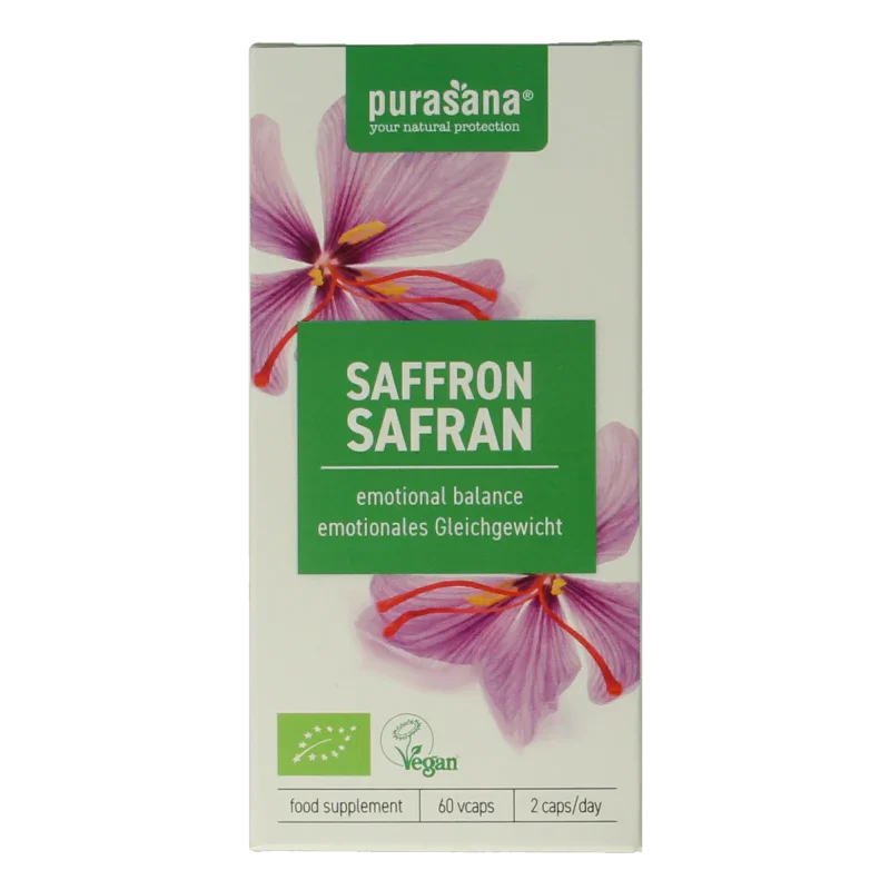 Purasana Saffraan vegan bio 60 Vegetarische capsules