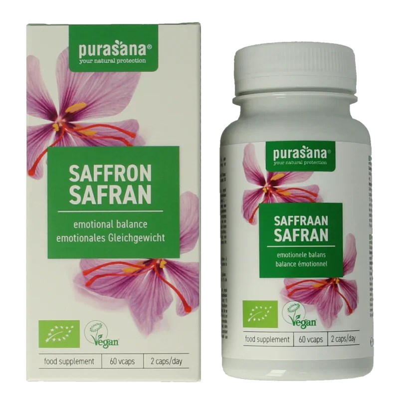 Purasana Saffraan vegan bio 60 Vegetarische capsules
