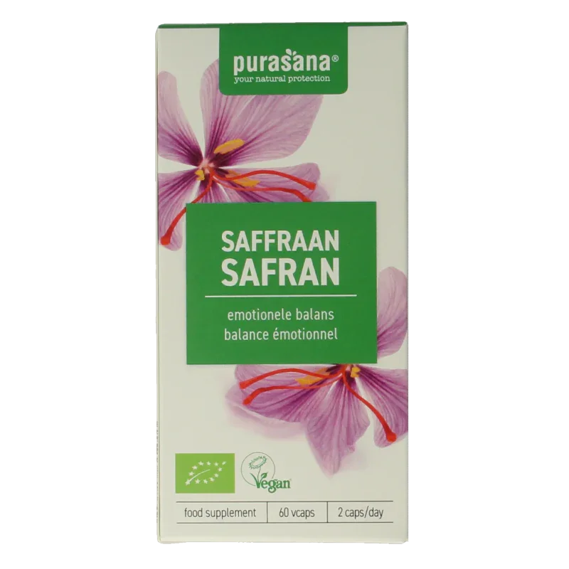 Purasana Saffraan vegan bio 60 Vegetarische capsules