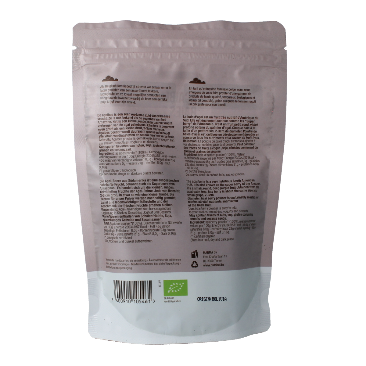 Nutribel Acaibes poeder raw bio 100.00 Gram