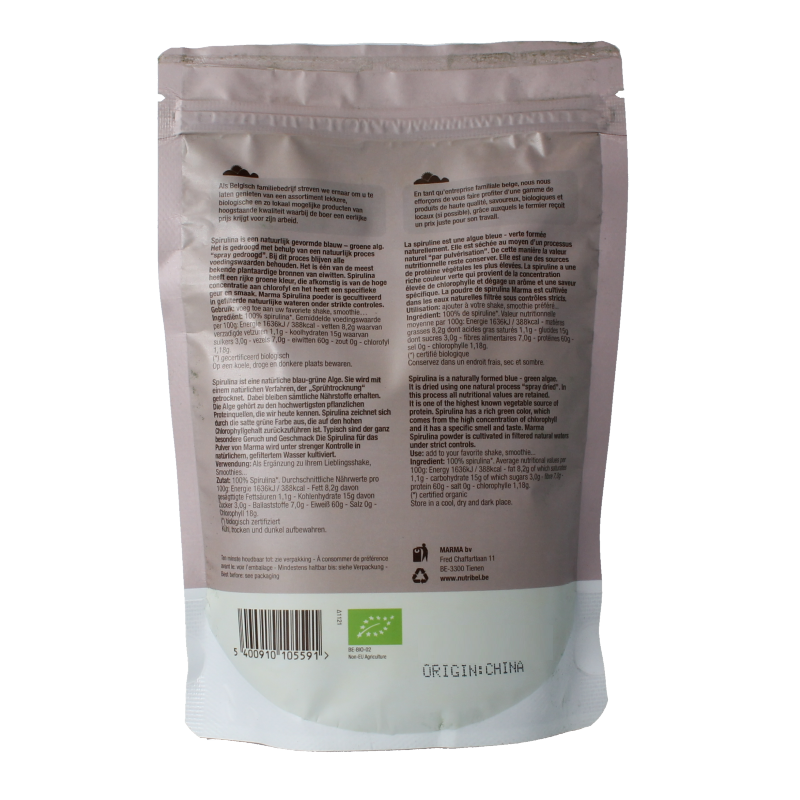 Nutribel Spirulina poeder raw bio 200 Gram