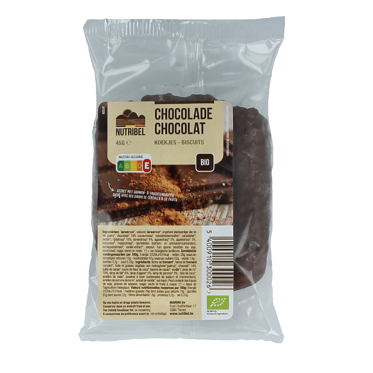 Nutribel Chocoladekoek bio 45.00 Gram