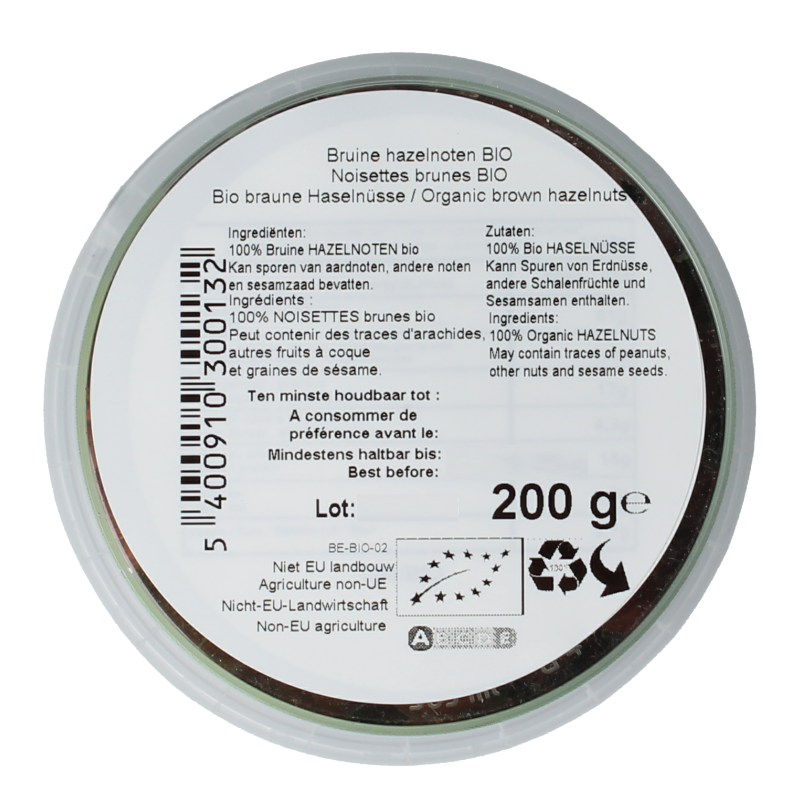 Nutribel Hazelnoten bruin bio 200 Gram
