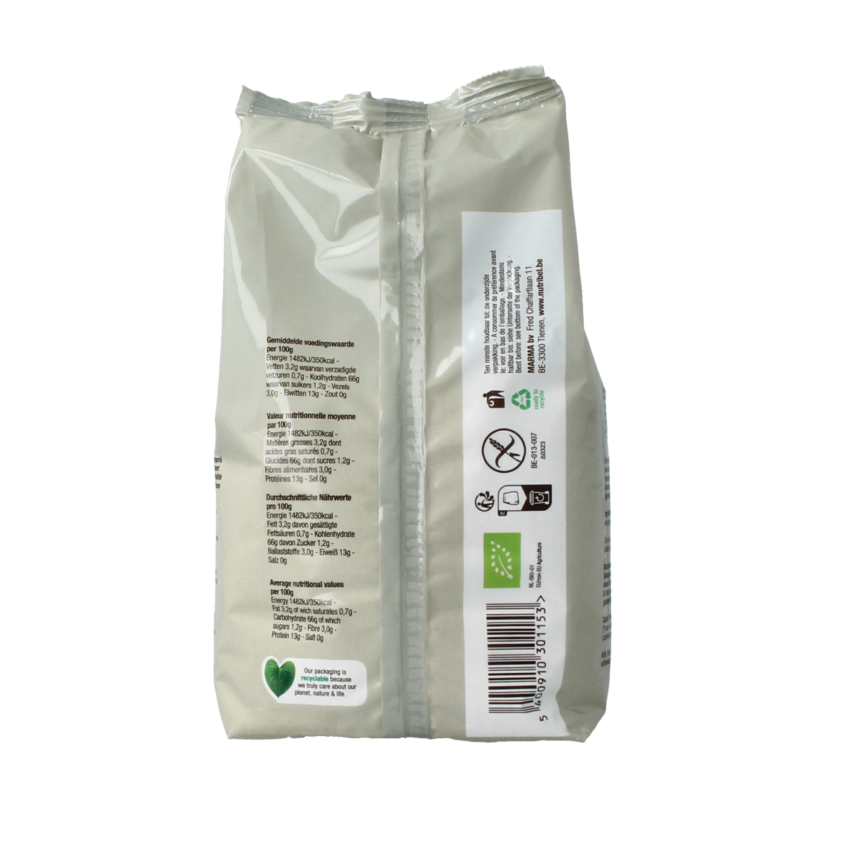 Nutribel Boekweitmeel glutenvrij bio 500.00 Gram