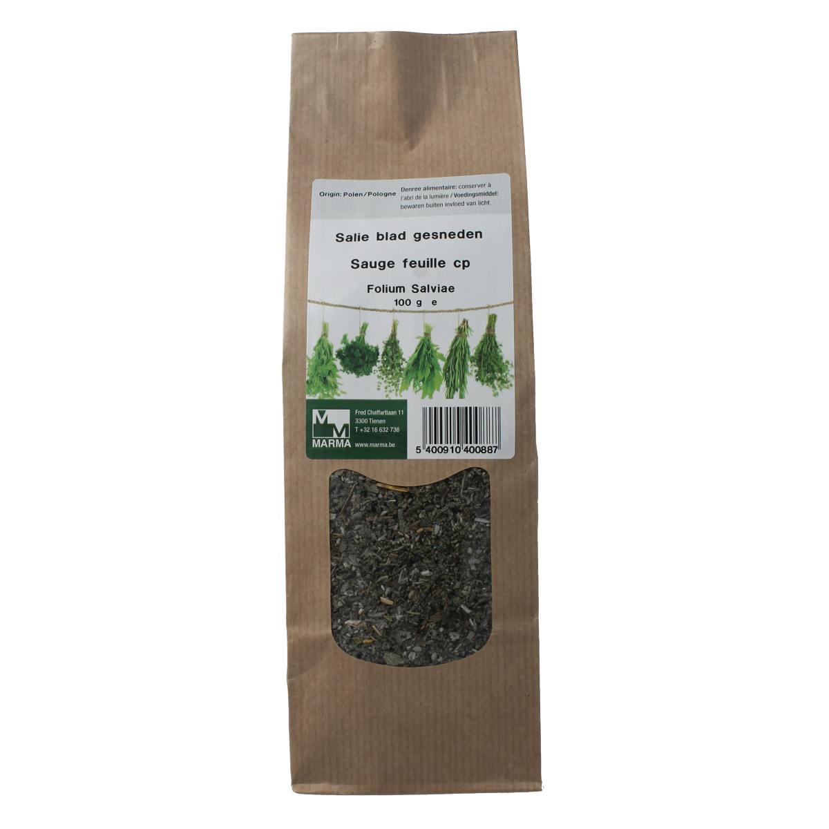 Marma Salie blad gesneden 100.00 Gram