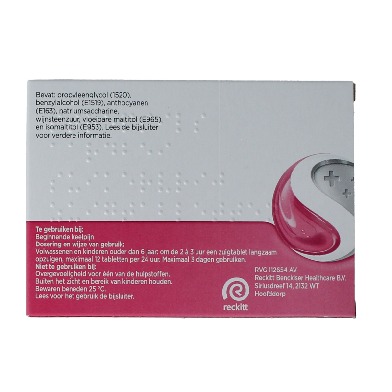 Strepsils Aardbei suikervrij 24 Zuigtabletten