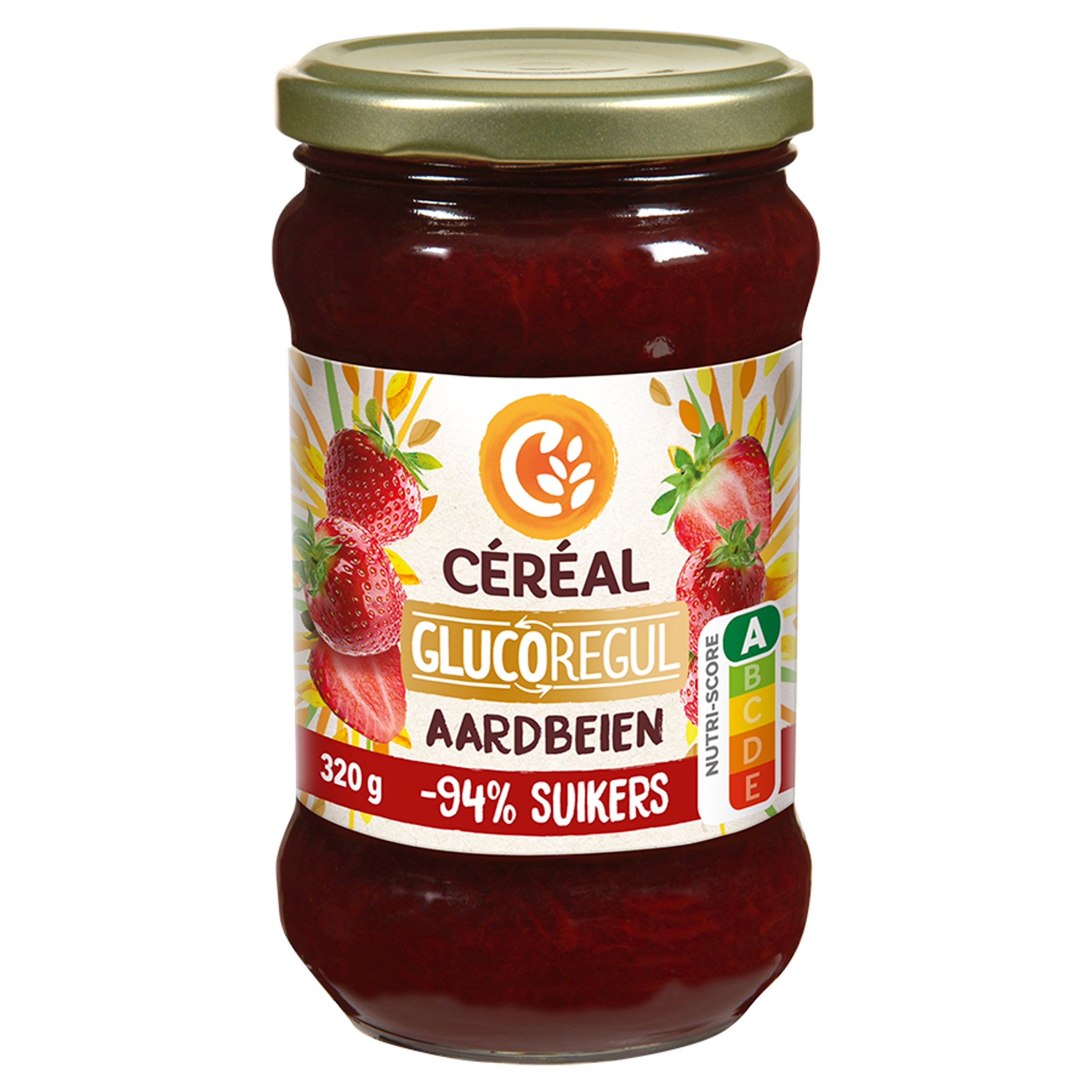 Cereal Aardbeienjam minder suikers 320.00 Gram