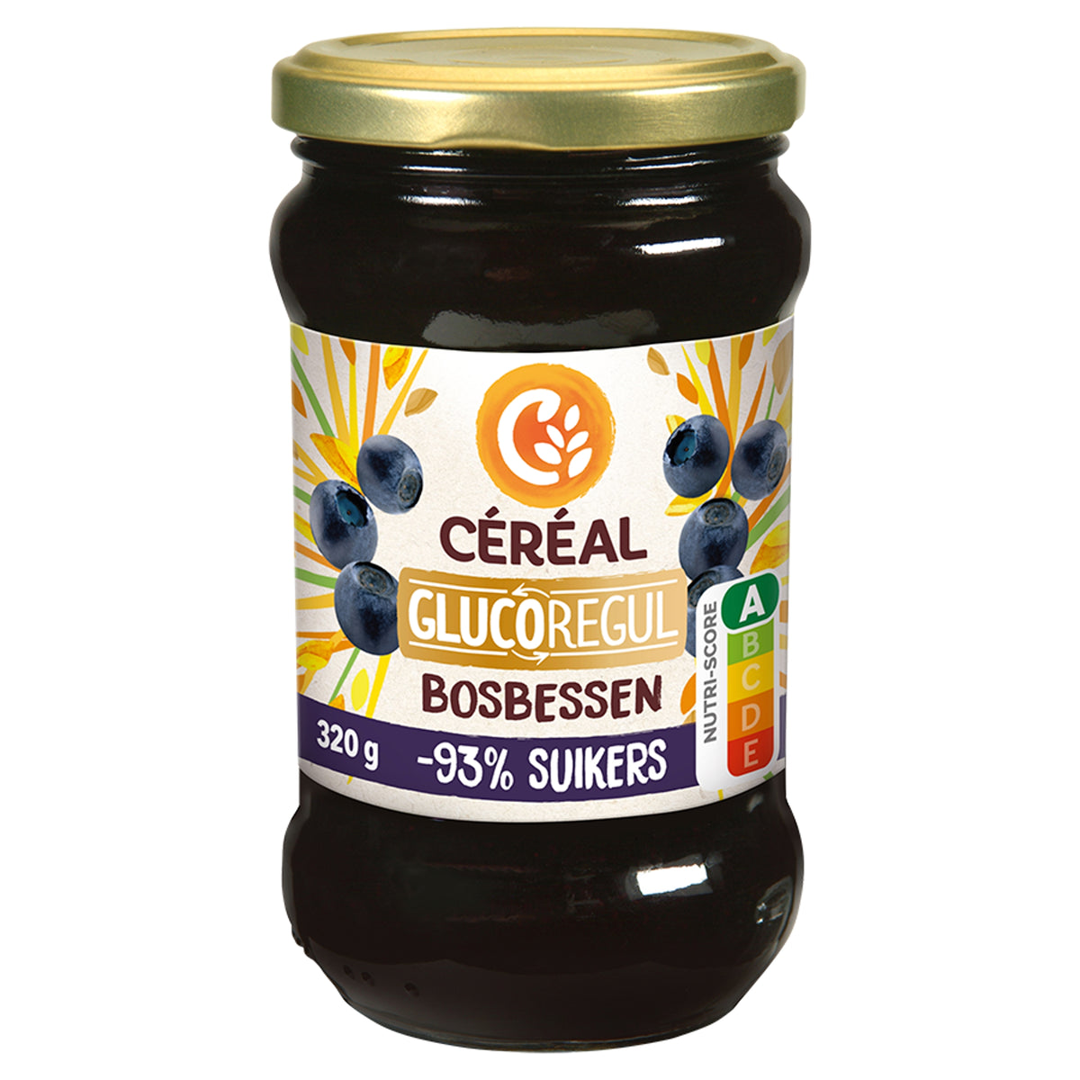 Cereal Jam bosbessen minder suikers 320 Gram