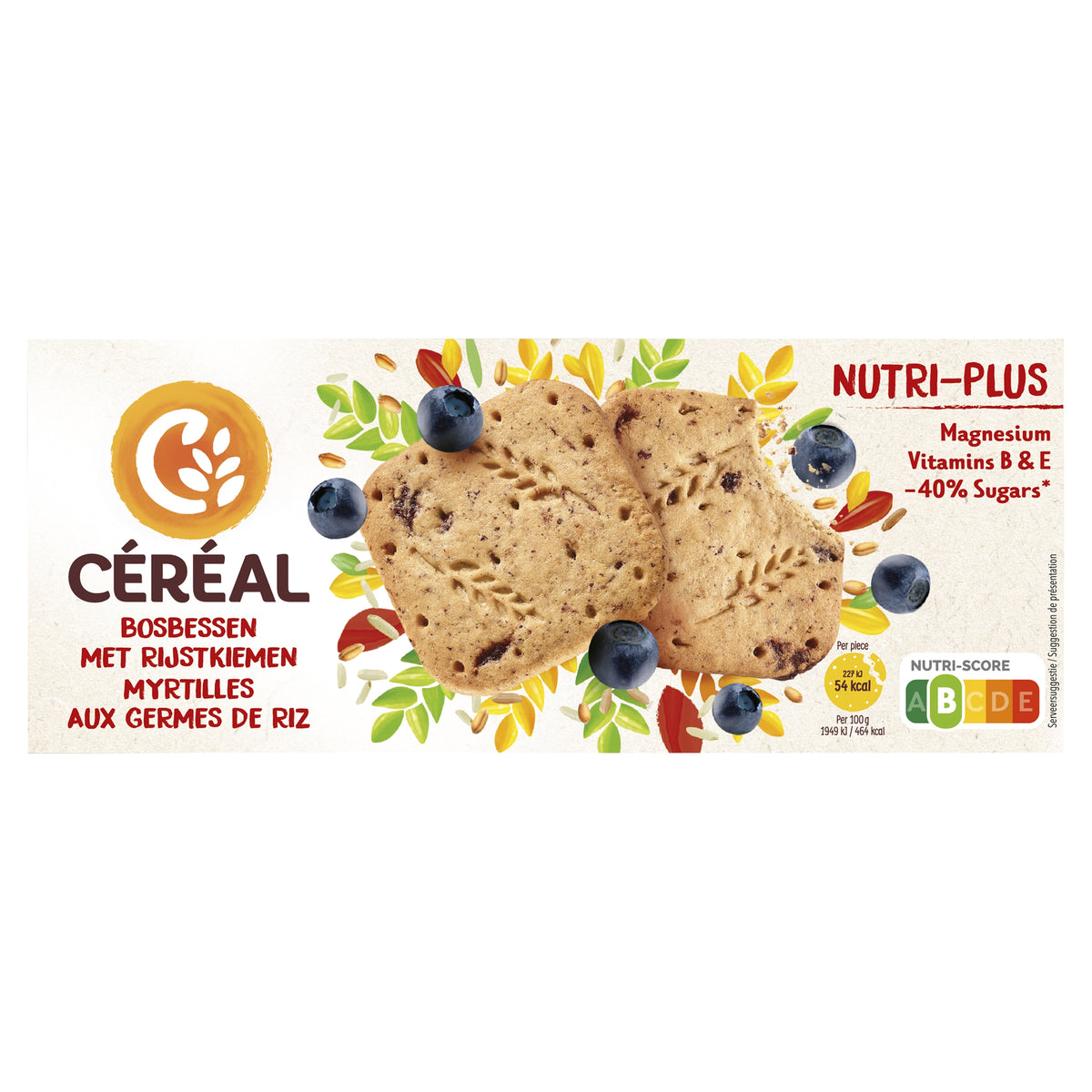 Cereal Zandkoekjes bosbessen en rijstkiemen nutri-plus 140 Gram