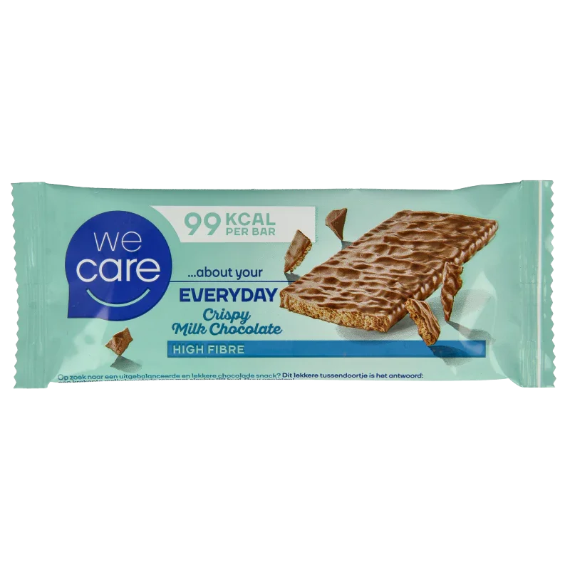 WeCare Reep crispy melkchocolade 20 Gram