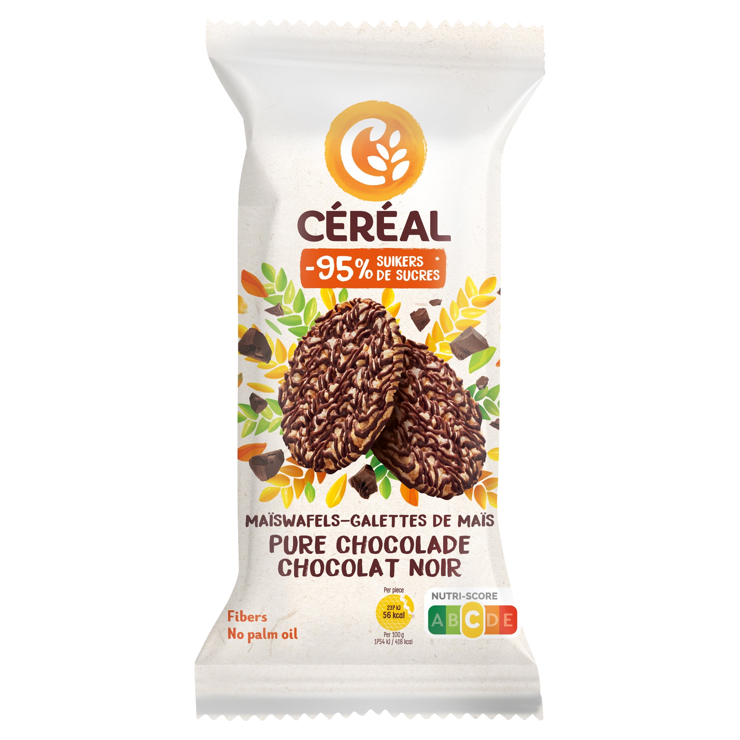 Cereal Maiswafels met pure chocolade minder suikers 108 Gram
