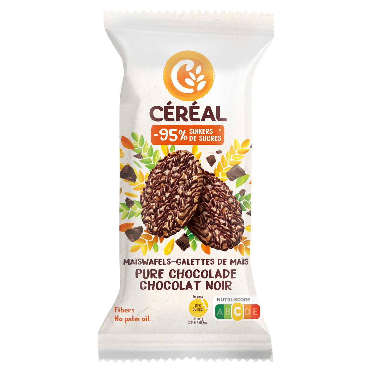 Cereal Maiswafels met pure chocolade minder suikers 108 Gram