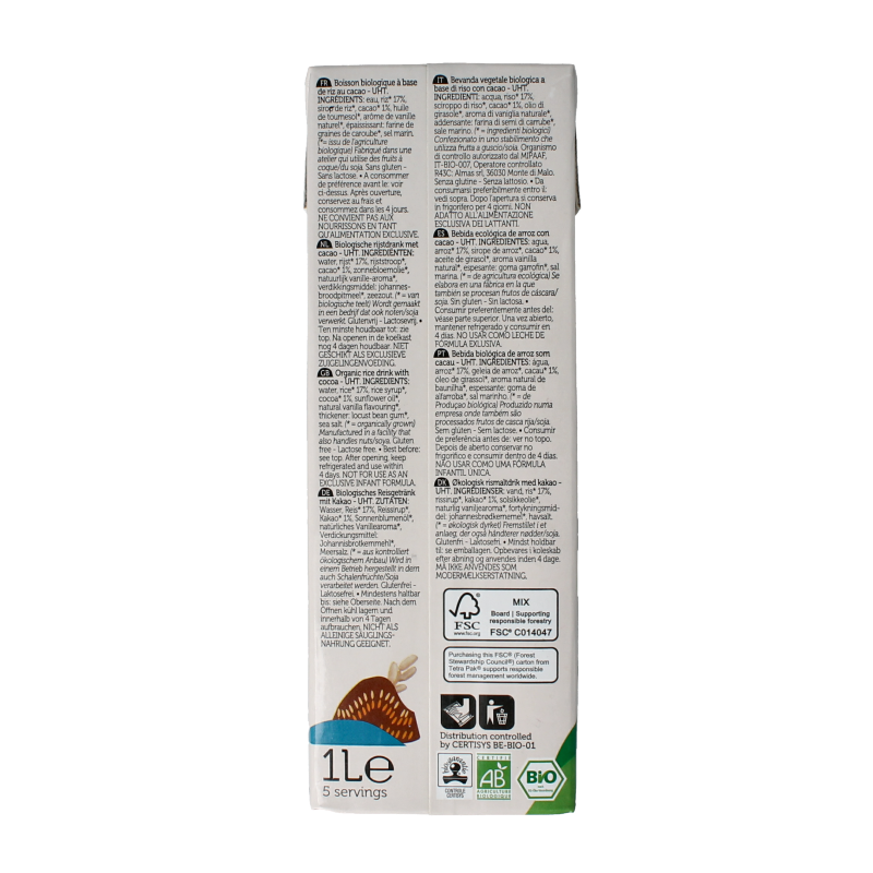 Lima Rice drink choco bio 1 Liter