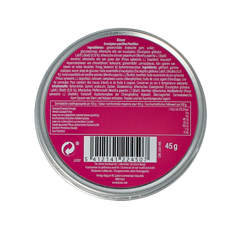 Biover Eucalyptus pastilles 45 Gram