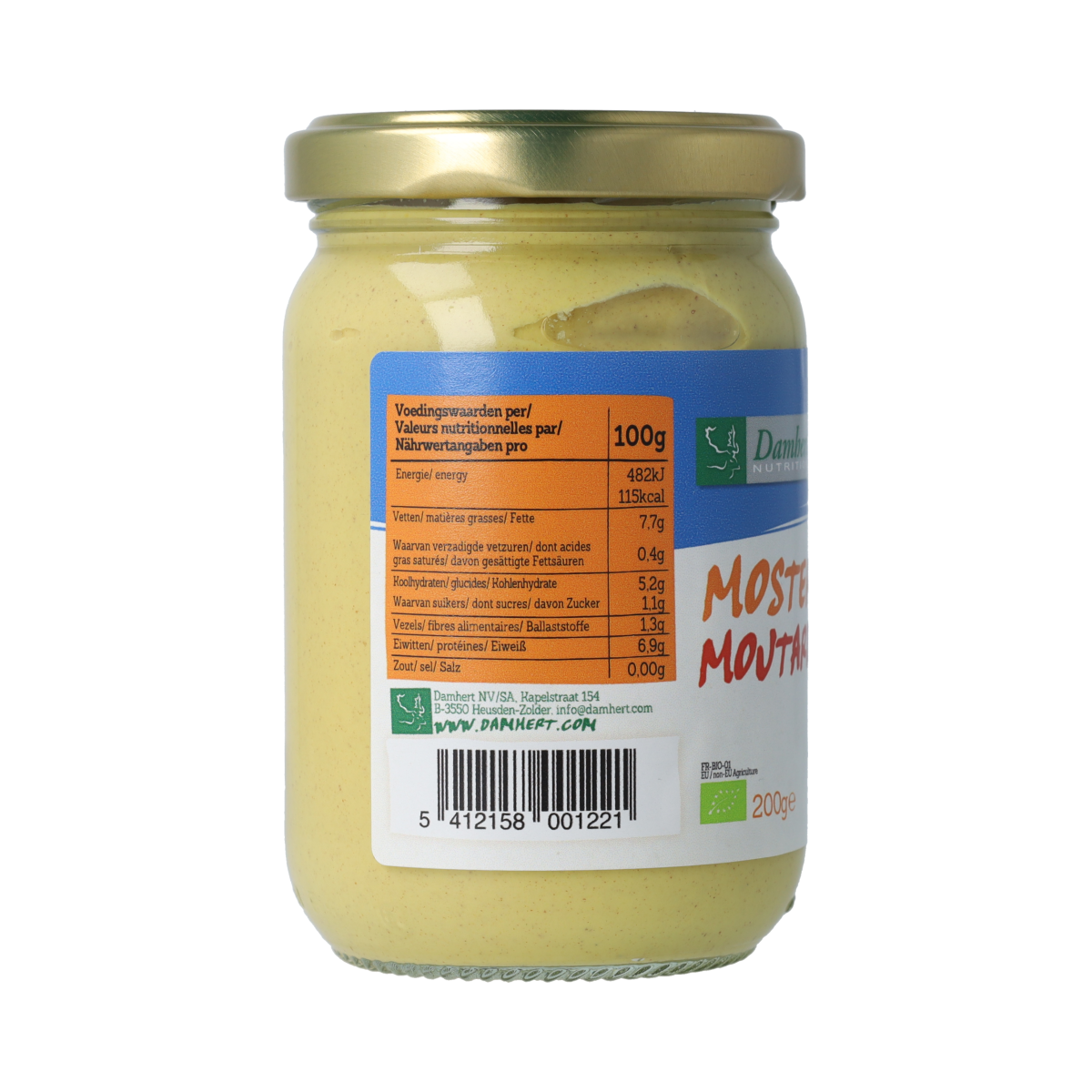Damhert Mosterd natriumarm glutenvrij bio  200.00 Gram